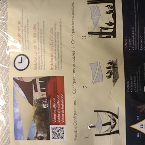 13 Ft Triangle Each - New pair of coolaroo shade sails- pebble (2) $firm - Picture 7 of 10